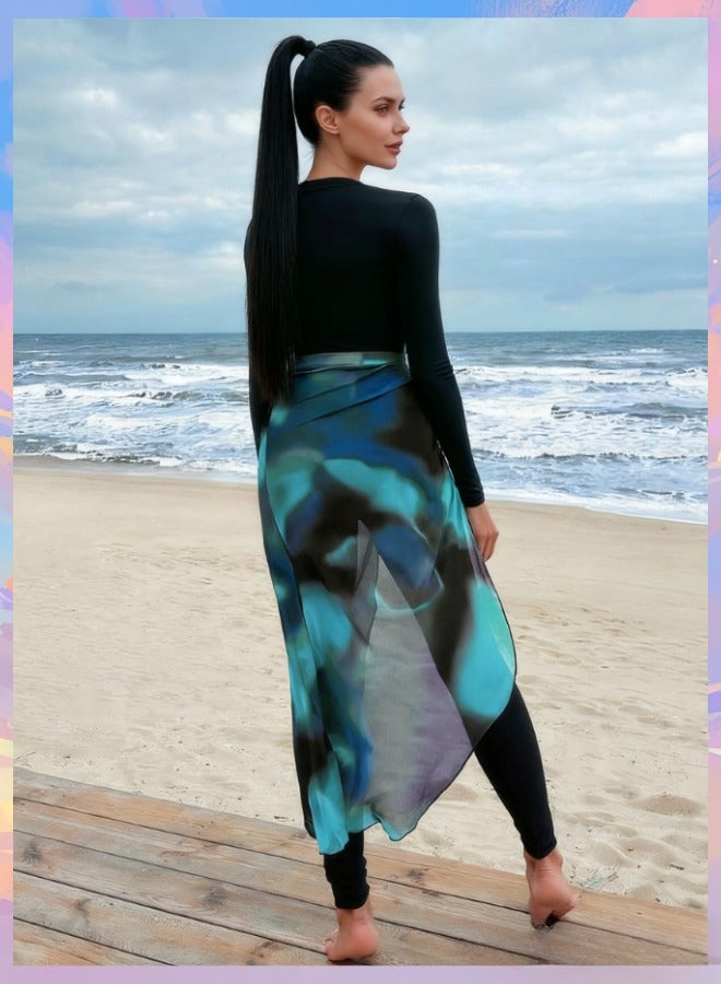 Fianser Swimsuits Set 3-Piece Swimwear With Long Chiffon Skirt Long Sleeve Burkini Beachwear Modest Fashion Conservative Sun UV Protection Diving Suit Surfing Suit Quick Dry Swimming Costume Zipper Long Pants - Image 5